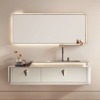 Комплект мебели для ванной Black&White Gravity V-2406 Hettich drawers Nano-Alloy 2-hole mirror LED Anti-fog